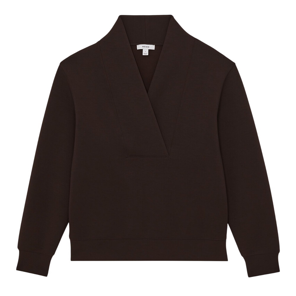 REISS Annabel Interlock Shawl-Neck Sweatshirt